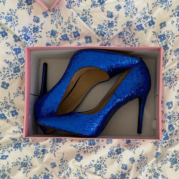Sparkly Blue Heels NWOT Penny Loves Kenny 4 Inch Heel! - Picture 4 of 5